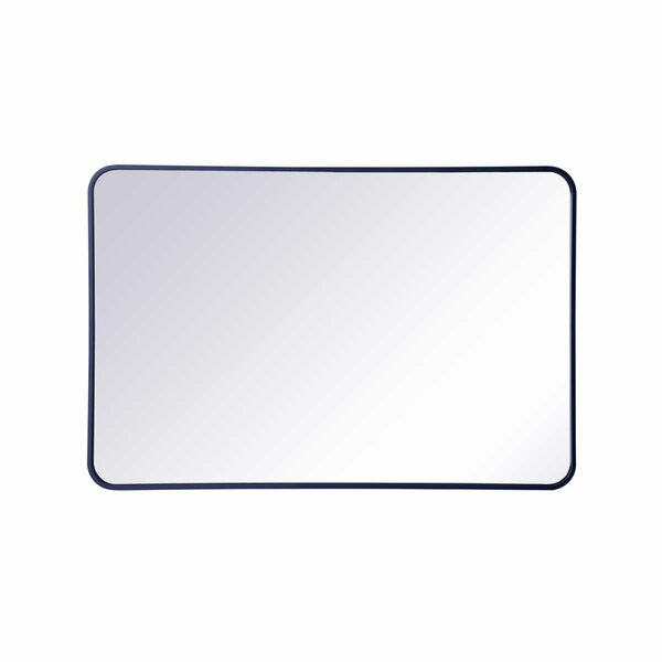 Elegant Decor 28 x 42 in. Soft Corner Metal Rectangular Mirror, Blue MR802842BL